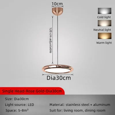 Circular Dining Pendant Chandelier LED Light for Kitchen, Living Room & Bedroom