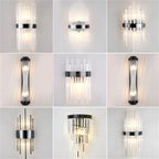Black Gold Crystal Wall Sconce LED Light for Bedroom Living Room Home Décor