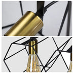 Geometric LED Chandelier: Modern Metal Frame Light for Dining Room or Bedroom