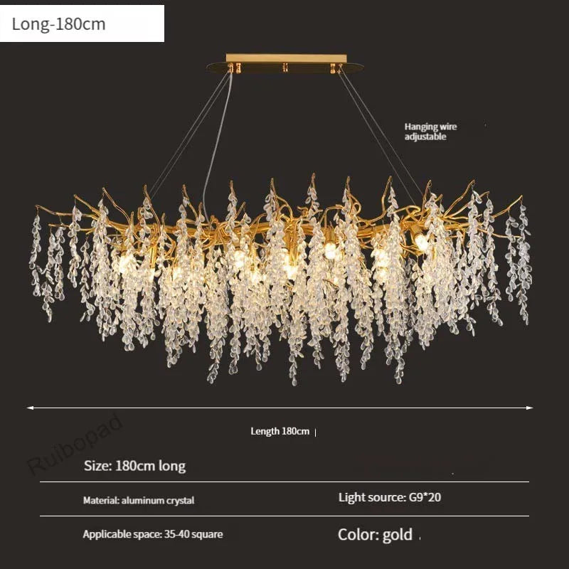 Gold Crystal Grapes Chandelier for Dining Living Room Bedroom