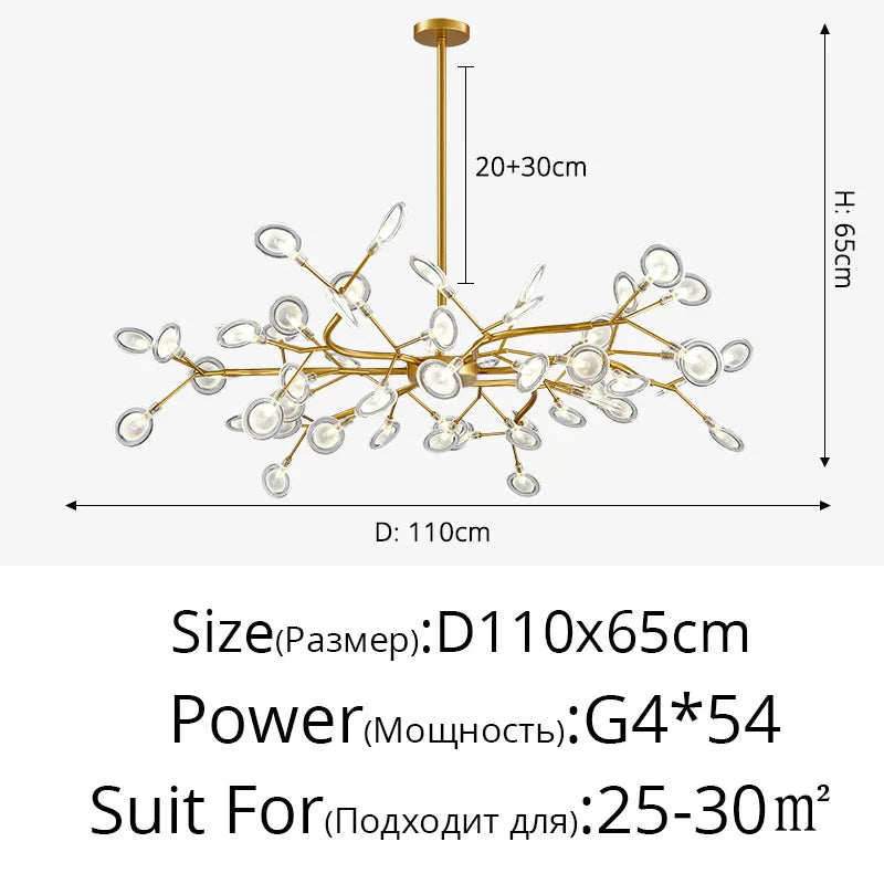 Branch Shape Firefly Ceiling Chandelier G4 Led Lighting Indoor Hanging Lamp