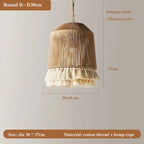 Bohemian Hemp Rope Tassel Pendant Light for Home Decor
