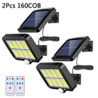 160COB Solar Outdoor Wall Lights Motion Sensor Remote Control Garden Street