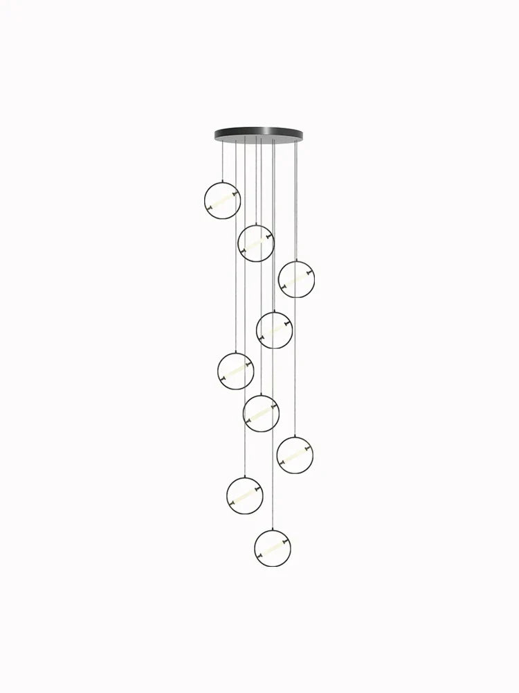 Modern LED Chandelier Ring Light Lamp Suspension Staircase Lighting