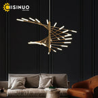 Firework Shape LED Chandelier in Gold and Black for Home Lighting