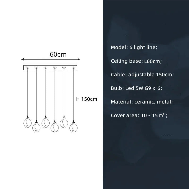 Magnolia Flower G9 LED Chandelier - White Luxury Pendant Light Fixtures