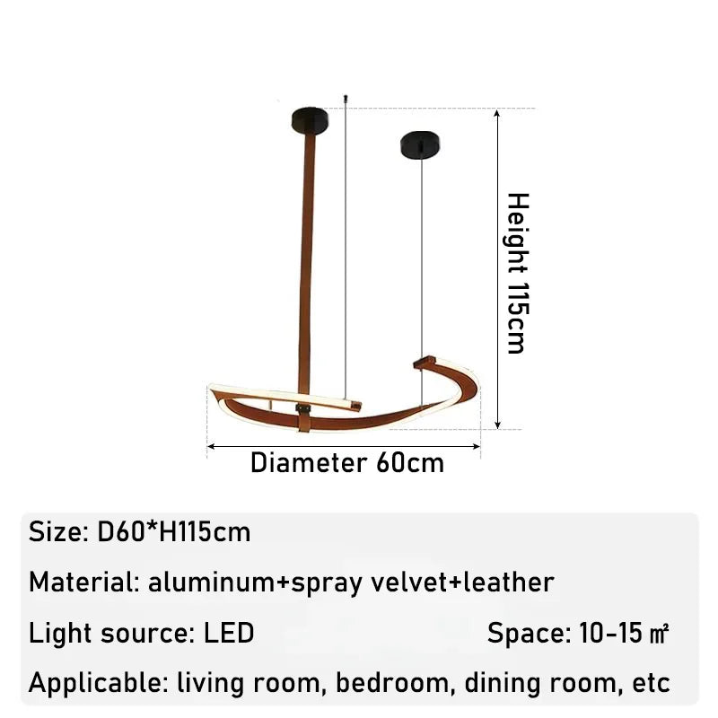 Modern Leather LED Chandelier Dimmable for Home Decoration Lighting Fixtures