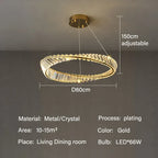 Gold LED Crystal Pendant Chandelier for Luxury Living Dining Room LightingDécor