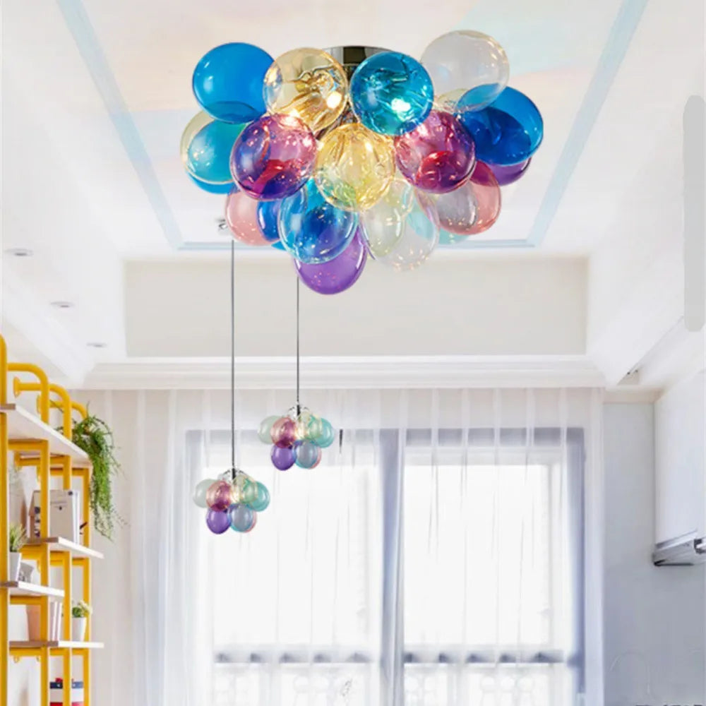 Modern Colour Bubble Chandelier for Living Room Bedroom Decor, Industrial Pendant Lighting