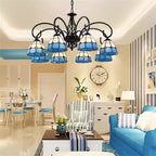 Tiffany Chandeliers: Stained Glass Mediterranean Style Hanging Lamp for Home Lighting