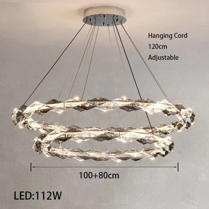 Modern Crystal LED Ceiling Chandelier Light Set for Stylish Indoor Lighting