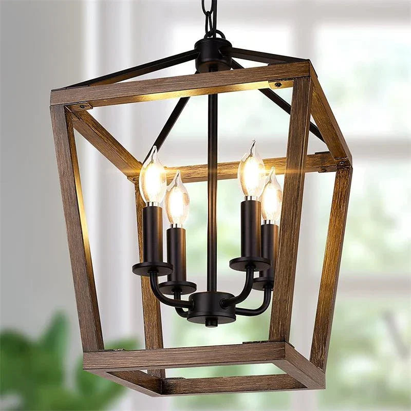 Vintage Bird Cage Candle Chandelier: Retro Industrial Hanging Lamp for Home Decor