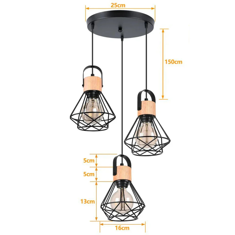 Wrought Iron Caged Pendant Light for Industrial Style Decor