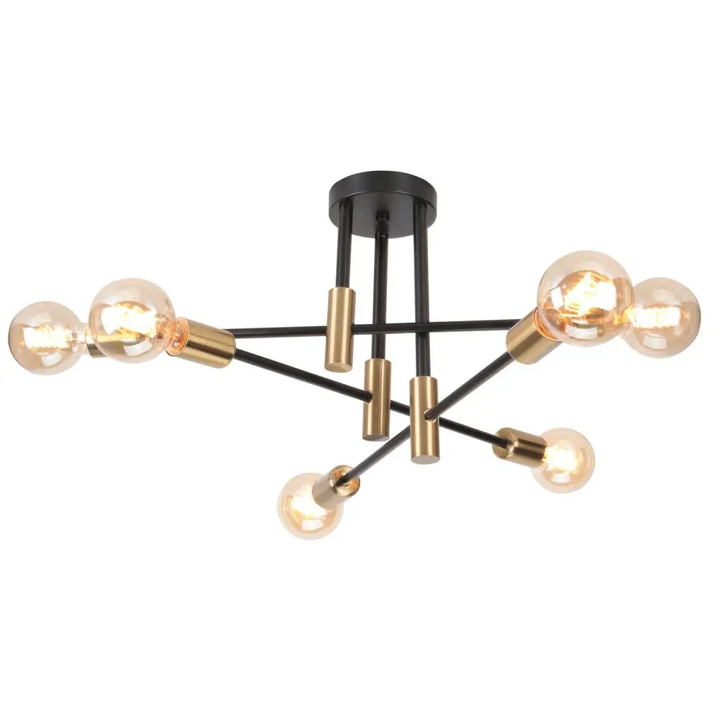 Modern Black Gold Chandelier Wrought Iron LED Ceiling Lamp E27 Light Fixture