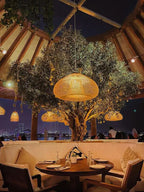 Rattan LED Ceiling Chandelier for Kitchen Island, Shop & Home Decor