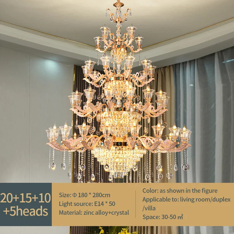 Luxury European Crystal Chandelier Living Room Lamp