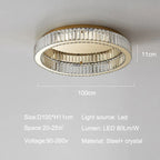 Luxury Gold Crystal Ceiling Light Ring LED Glossy Indoor Living Room Lighting