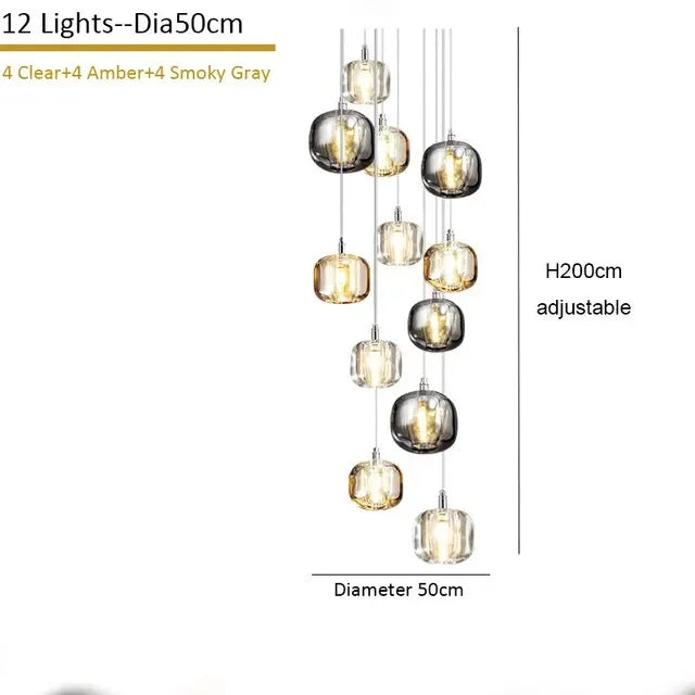 Crystal Staircase Chandelier: Modern Luxury Indoor Lighting Fixture