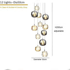 Crystal Staircase Chandelier: Luxury Modern Lighting Fixture Amber/Smoky Grey/Clear