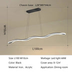 Modern Wave LED Chandelier for Dining Room and Bar Lighting