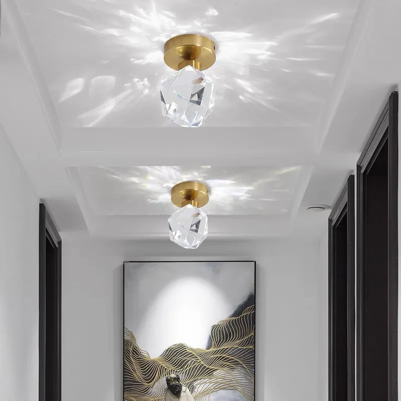 Diamond Crystal Ceiling Lights: Modern LED Fixture for Bedroom, Corridor, Aisle, Entrance, Bar, Cafe