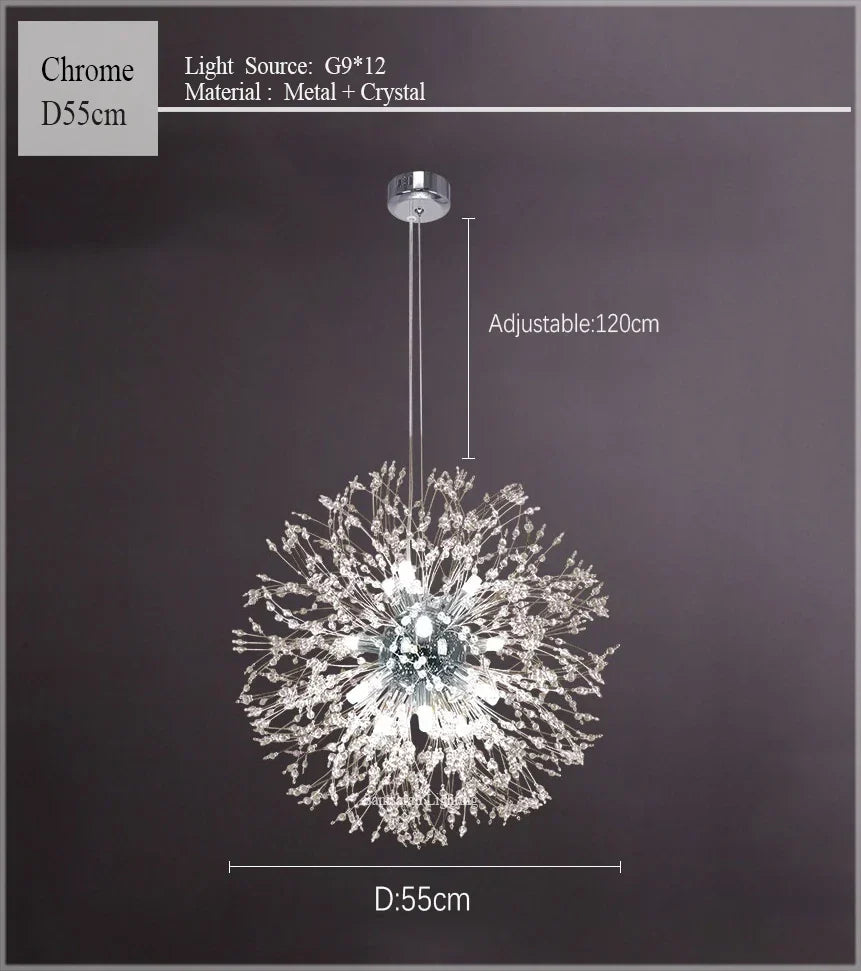 Dandelion Chandelier LED Sparkle Ball Crystal Lighting for Restaurant & Living Room