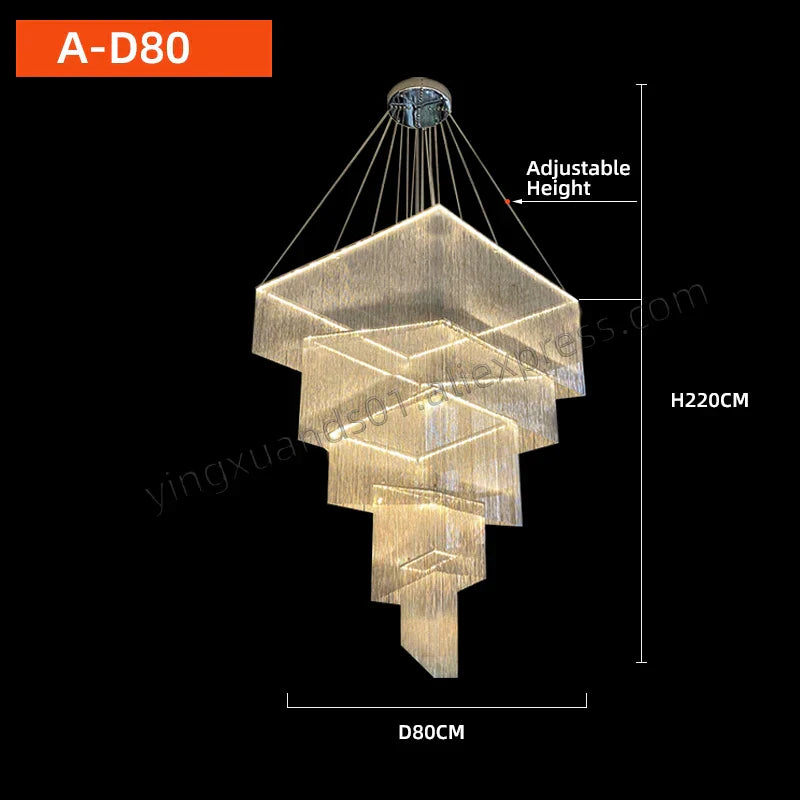 Modern Aluminum Chain Tassel Chandelier for Living Room Hotel, Artistic Large Size