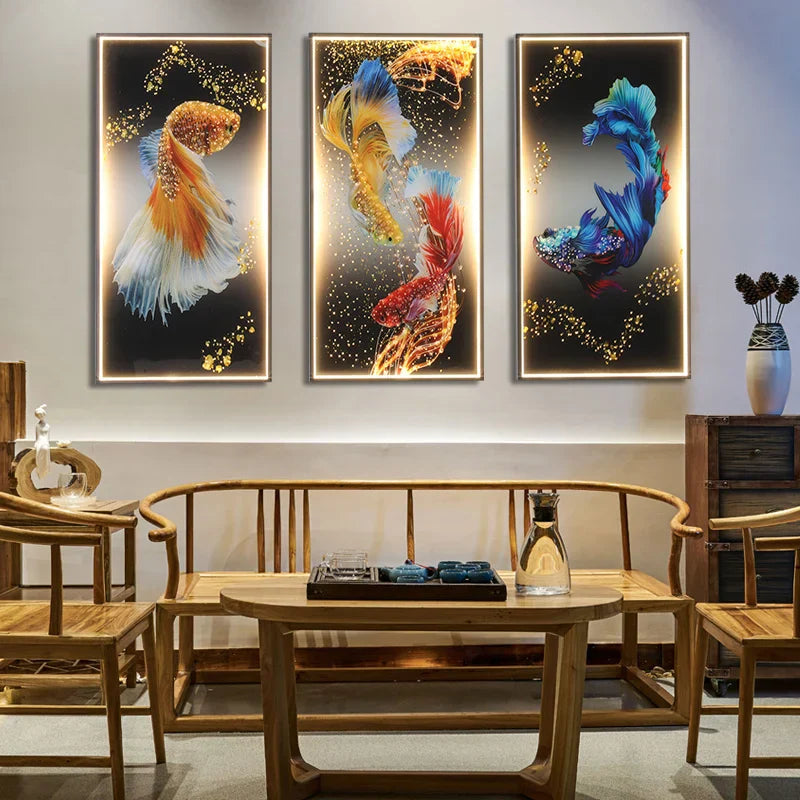 Fish LED Wall Sconces Set of 3 for Modern Home Decor & Ambiance