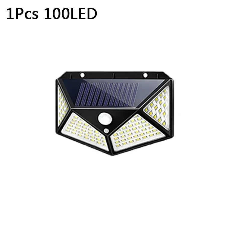 Solar 100LED Outdoor Wall Lamp with PIR Motion Sensor for Garden Courtyard