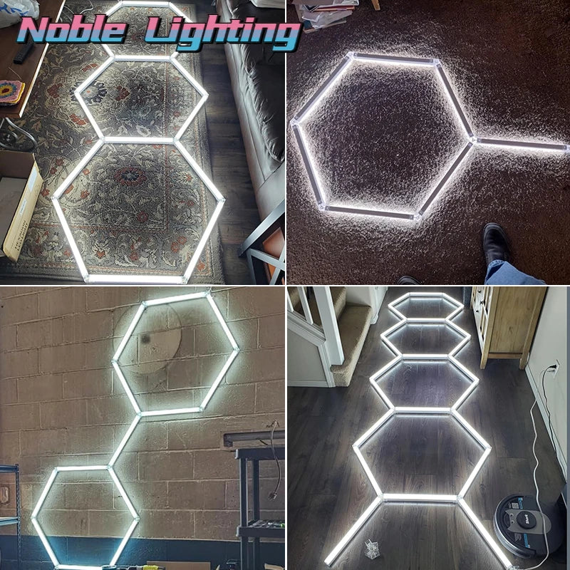 Hexagon LED Garage Ceiling Light for Auto Body Repair Workshop