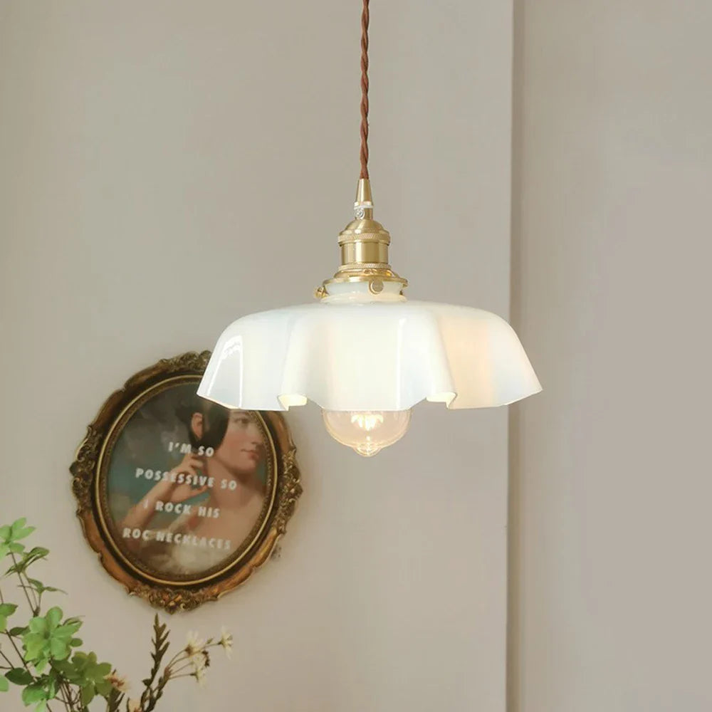 Retro Nordic Glass Pendant Light, Colorful Living Room Hanging Lamp