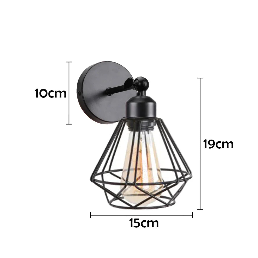 Vintage Iron Wall Sconce Cage Guard Modern Loft Indoor Lighting