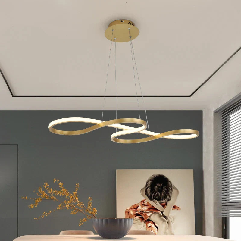 Nordic Minimalist LED Chandelier: Modern Aluminum Copper Pendant Lamp for Home Decor
