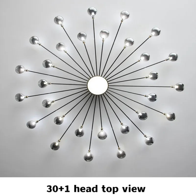 Copper Fireworks LED Ceiling Chandelier for Modern Bedroom and Living Room Decor