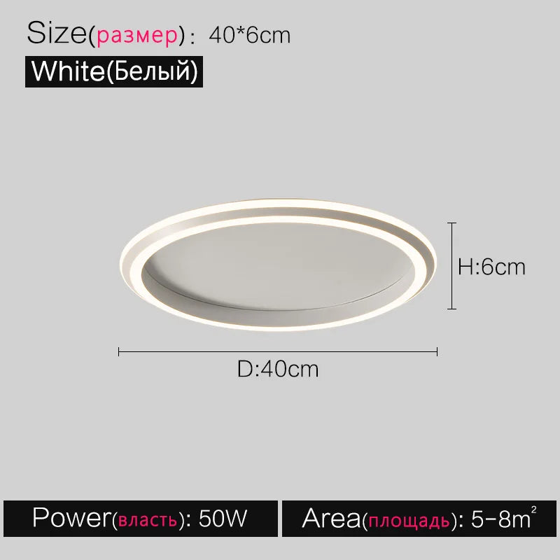 Modern Round Ceiling LED Lamp for Bedroom, Minimalist Design for All Rooms