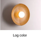 Wood Round Plate Wall Lights LED Nordic Modern Sconce for Home Décor