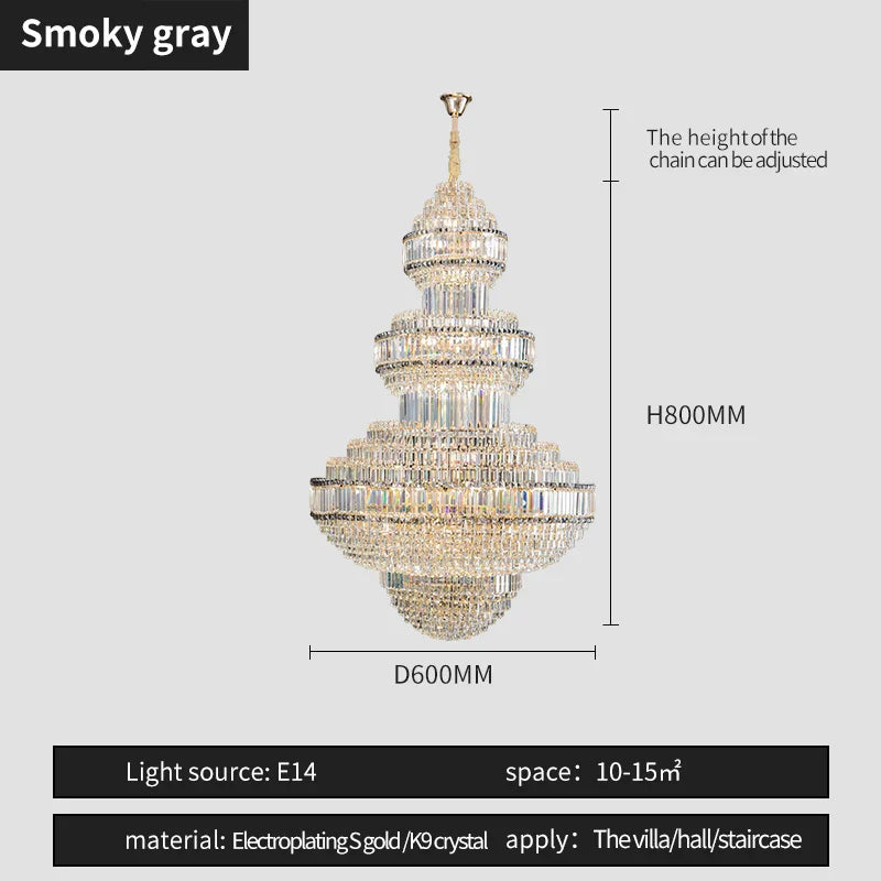 Crystal Villa Chandelier: Luxe European Duplex Hall Lighting - Elegant Living Room Decor