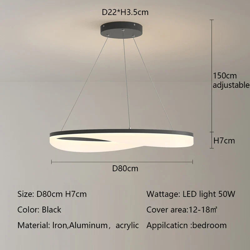 Modern Circle LED Pendant Light Dimmable Chandelier for Living Room Bedroom Décor