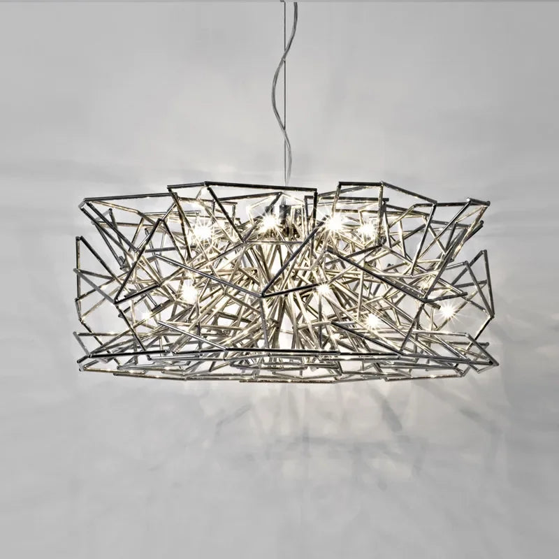 Modern LED Silver Chandelier for Dining Room & Restaurant