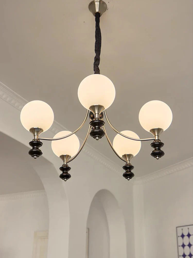 Walnut Chandelier: Bauhaus Magic Bean Designer Retro Branch Chandelier, French Style Living Room.