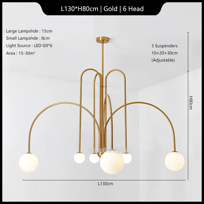 Modern Iron Glass Pendant Chandelier for Home Décor