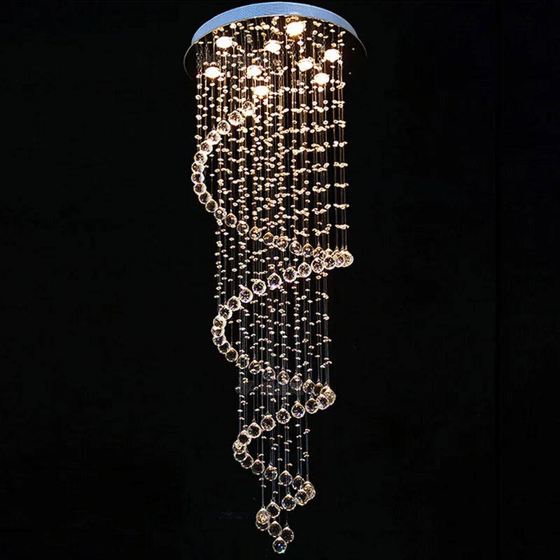 Crystal Pendant Chandelier for Staircase & Bedroom Hanging - Modern Luxury Lighting Fixture