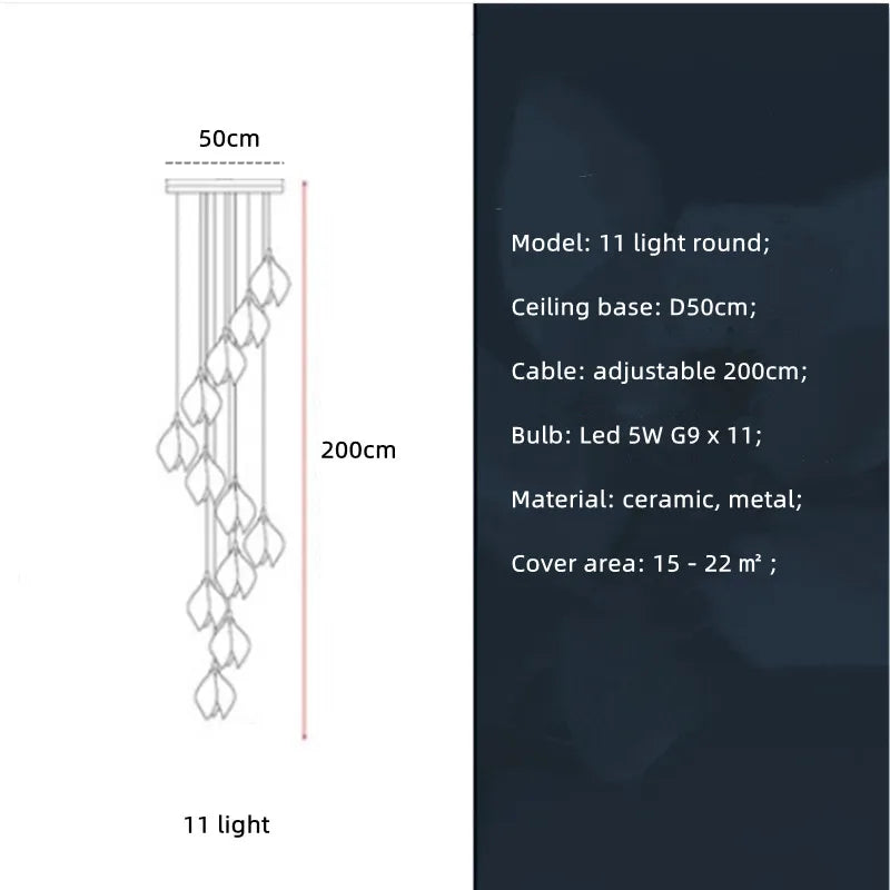 Magnolia Flower G9 LED Chandelier - White Luxury Pendant Light Fixtures