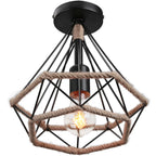 Retro Metal Cage Ceiling Lamp E27 for Indoor Lighting by Afralia™