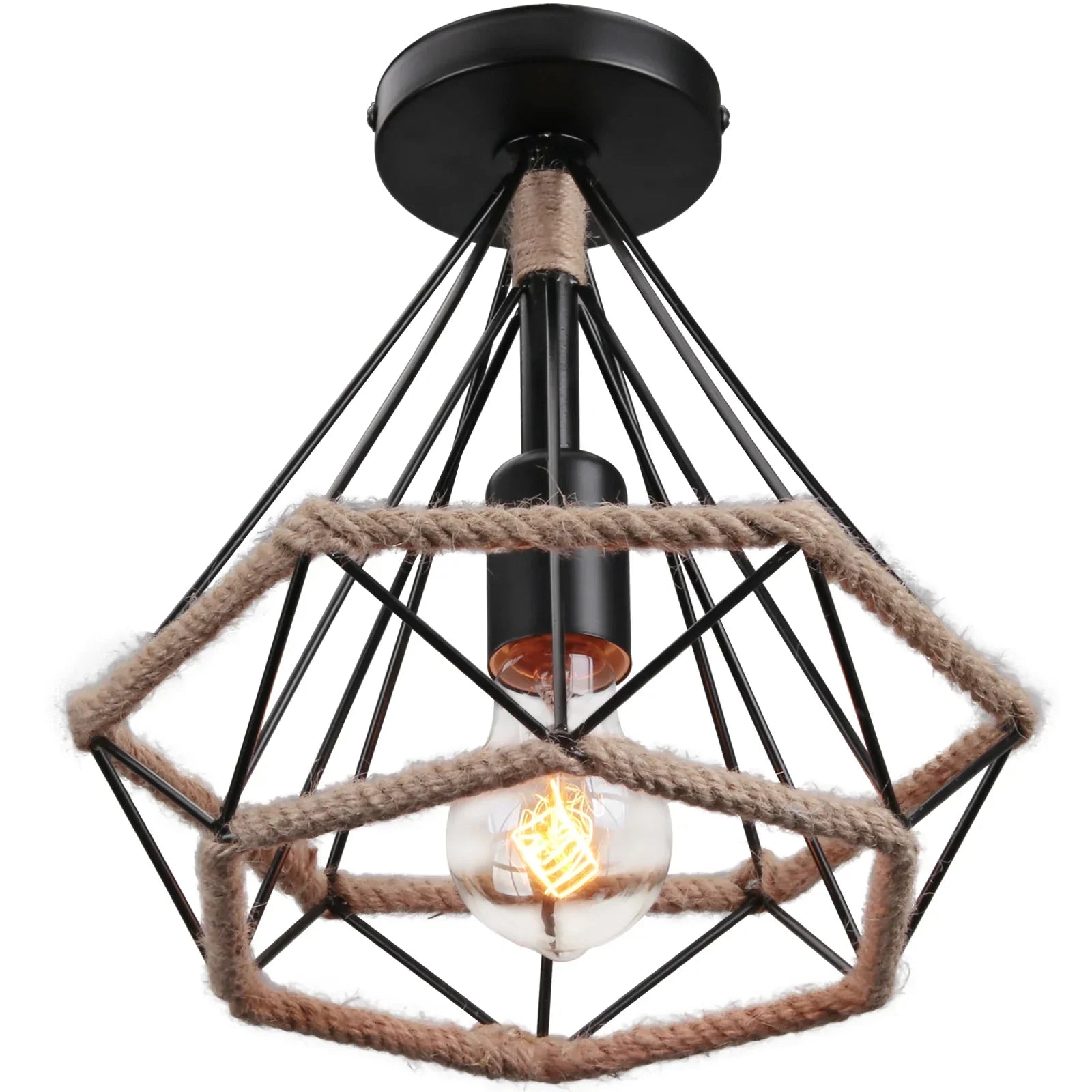 Retro Metal Cage Ceiling Lamp E27 for Indoor Lighting by Afralia™