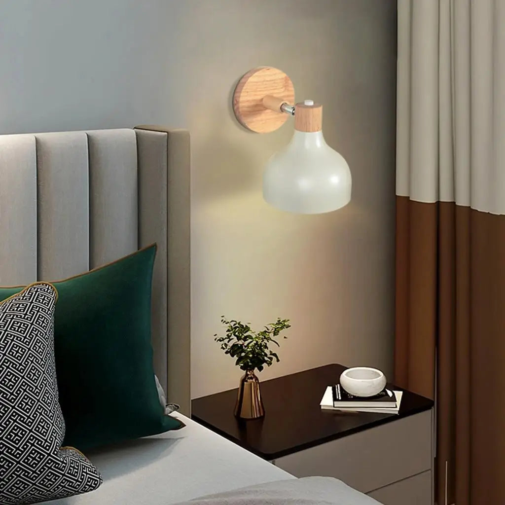 Nordic Wood Macaron Wall Sconce E27 Home Lighting Fixture