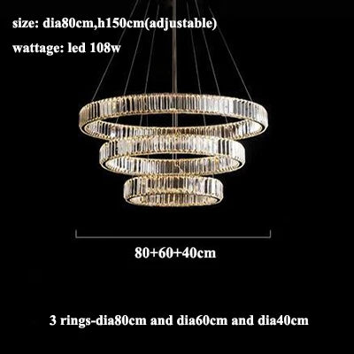 Luxury Crystal Chandeliers: Dimmable LED Steel Lighting for Villa Staircase & Foyer