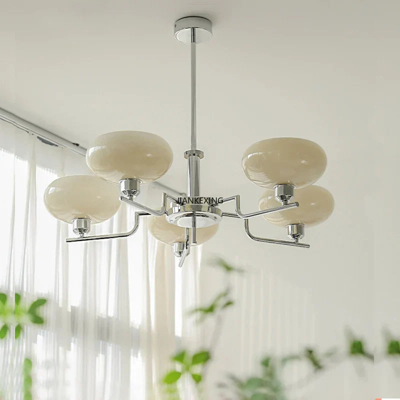 Glass Ball Pendant Chandelier LED Lamp for Modern French Bedroom