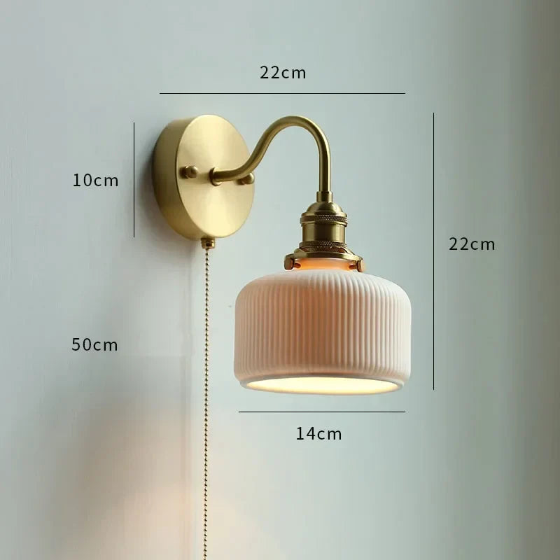 Copper LED Wall Sconce Mirror Stair Light with Pull Switch