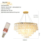 LED Shell Chandelier: Modern Gold Chrome Ceiling Hanging Light
